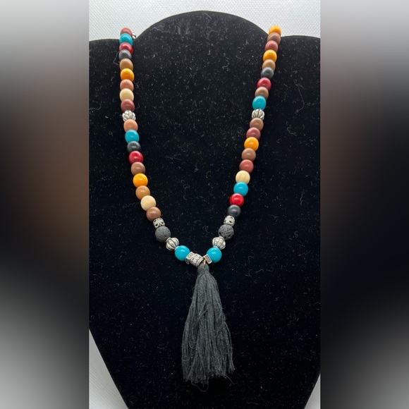 Multi-coloured Wooden Bead Half Mala - Picture 2 of 3
